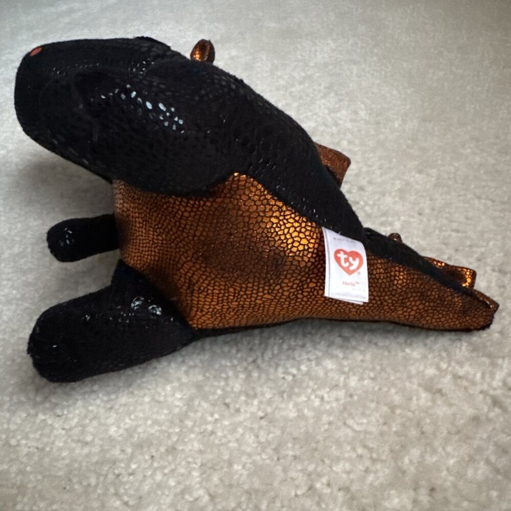 NWT TY Beanie Boo - MERLIN the Dragon 9" - Plush Black Dragon 2017 - Picture 6 of 14